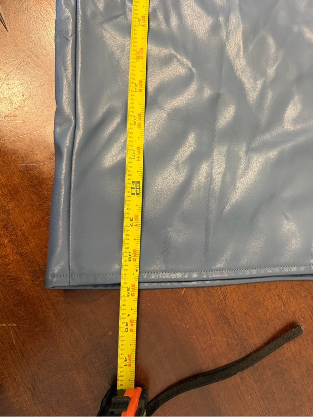 Anthropologie Faux Leather Maxi Skirt in Steel Blue - Picture 2 of 6